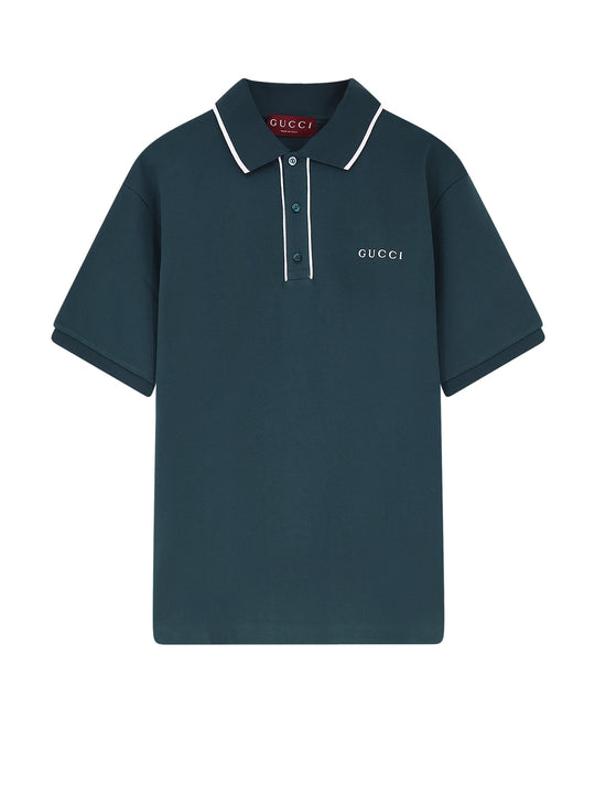 Stretch Cotton Polo With Embroidered Logo