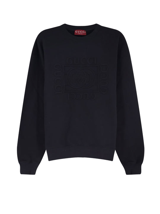 Cotton Sweatshirt With Frontal Embossed Logo