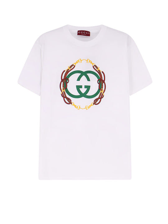Cotton T-Shirt With Interlockin Gg Print