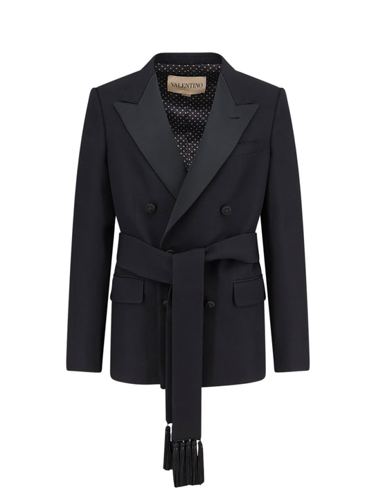 Virgin Wool Blazer With Belt