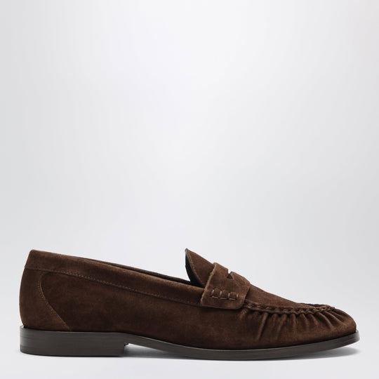 Louee Vale Loafers In Brown Suede
