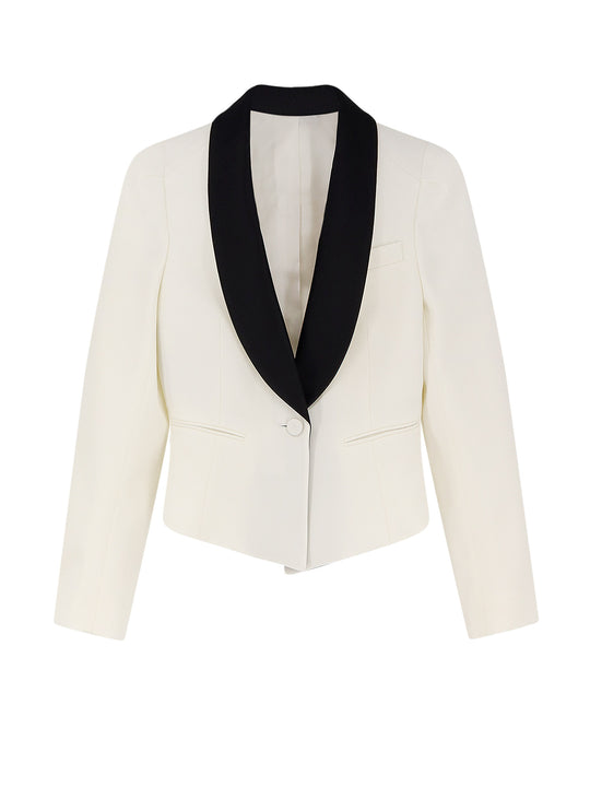 Wool Blazer With Satin Lapel