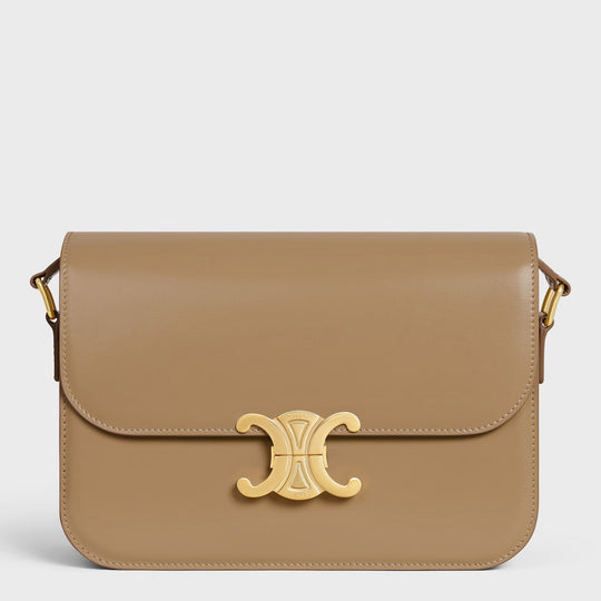 Classique Triomphe Bag In Smoked Brown Shiny Calfskin
