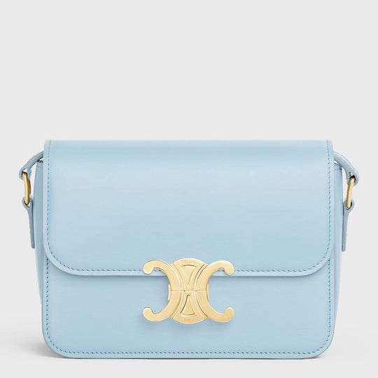 Teen Triomphe Bag In Ice Blue Shiny Calfskin