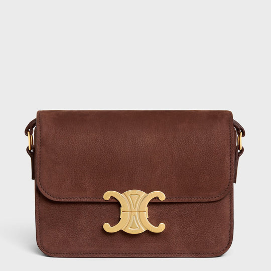 Teen Triomphe Bag In Chestnut Nubuk Calfskin
