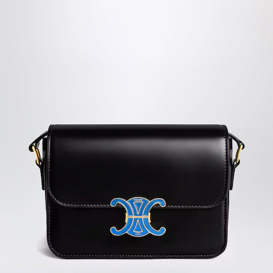 Triomphe Teen Bag In Glossy Calfskin With Enamelled Clasp