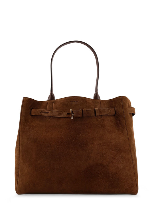 Suede Shoulder Bag With Engraved Logo On The Front