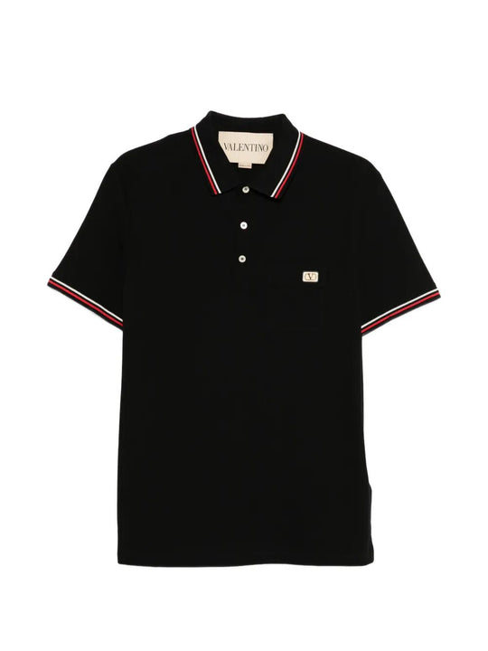 Cotton Piquet Polo Shirt With Vlogo Patch