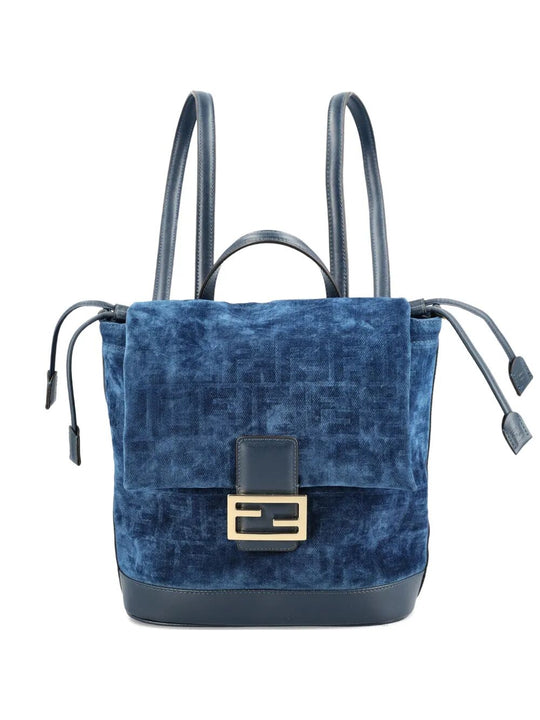 Flocked Ff Denim Backpack
