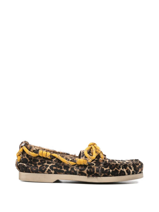 Leopard-Print Pony Skin Cruise Loafers With Hiking Cord