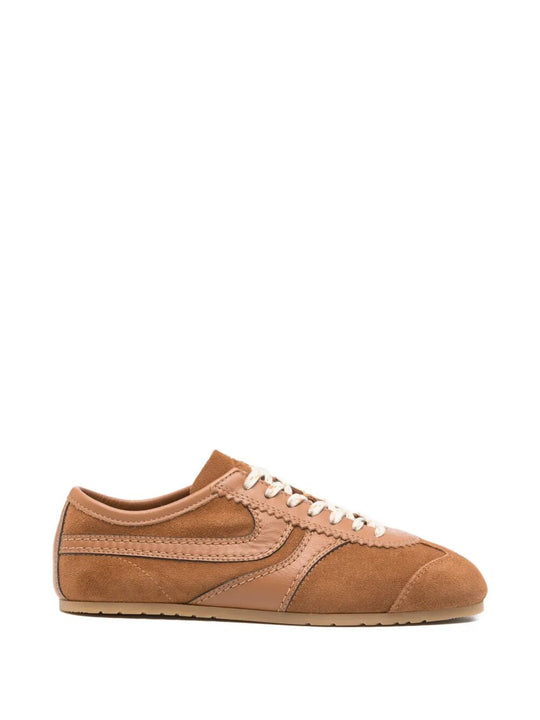 Suede Sneakers With Leather Inserts