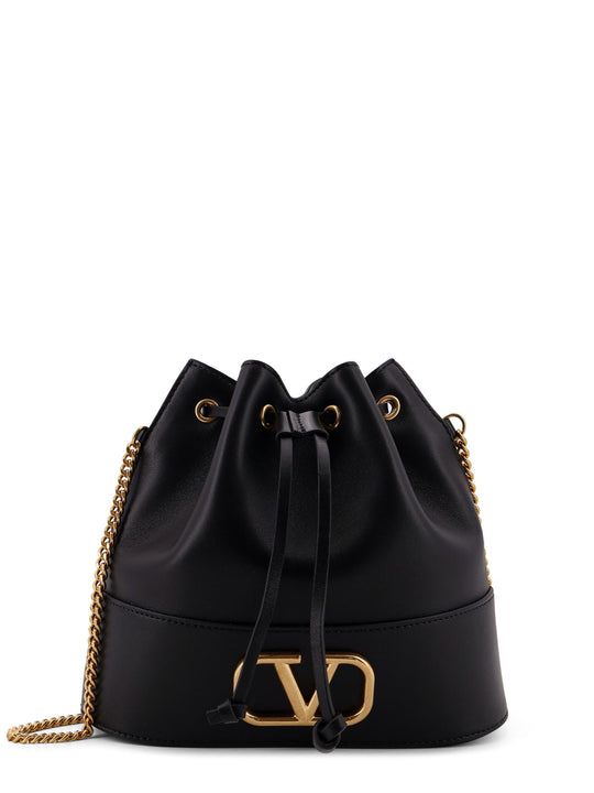 Leather Bucket Bag With Vlogo Signature