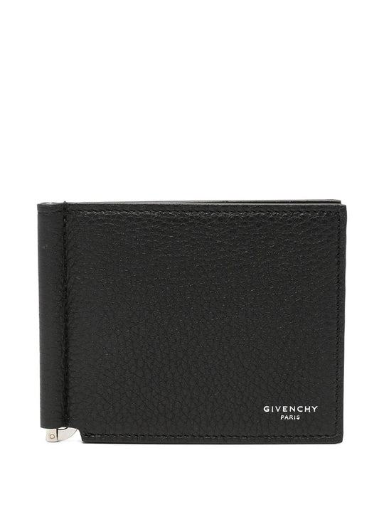 Leather Bi-Fold Card Case With Bill Clip