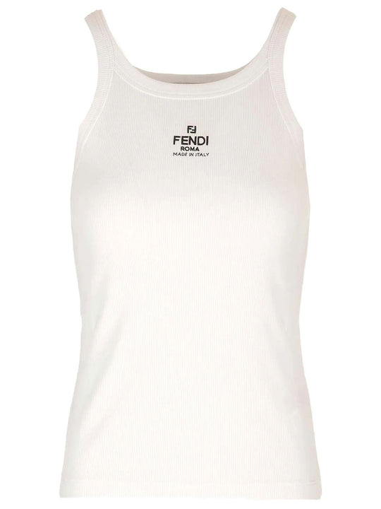 Fendi Ribs Top With Logo Embroidery
