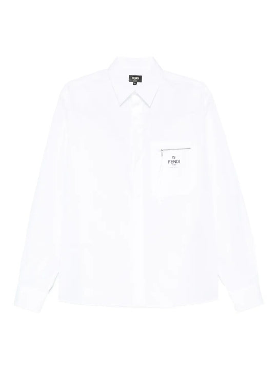 Boxy Fit Cotton Shirt With Zip Pocket