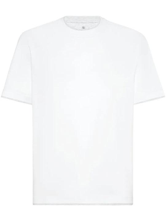 Cotton Jersey Crew Neck T-Shirt With Faux-Layering