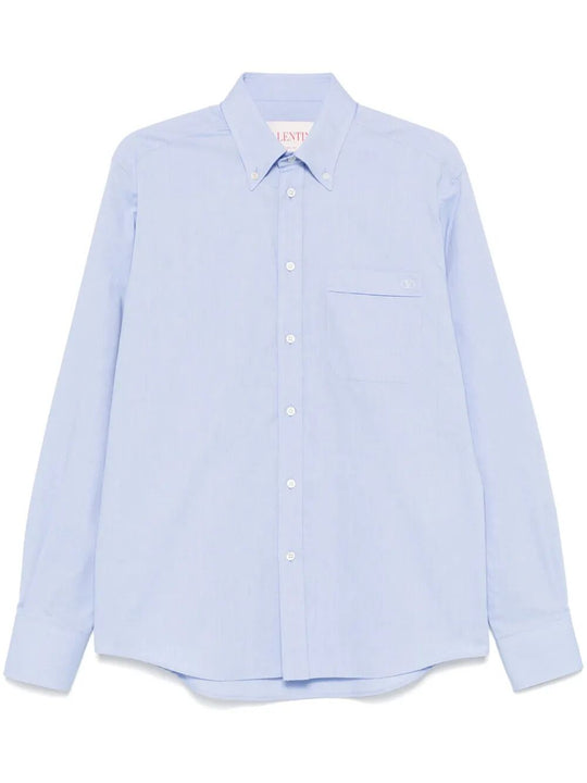 Cotton Oxford Shirt With Vlogo Embroidery