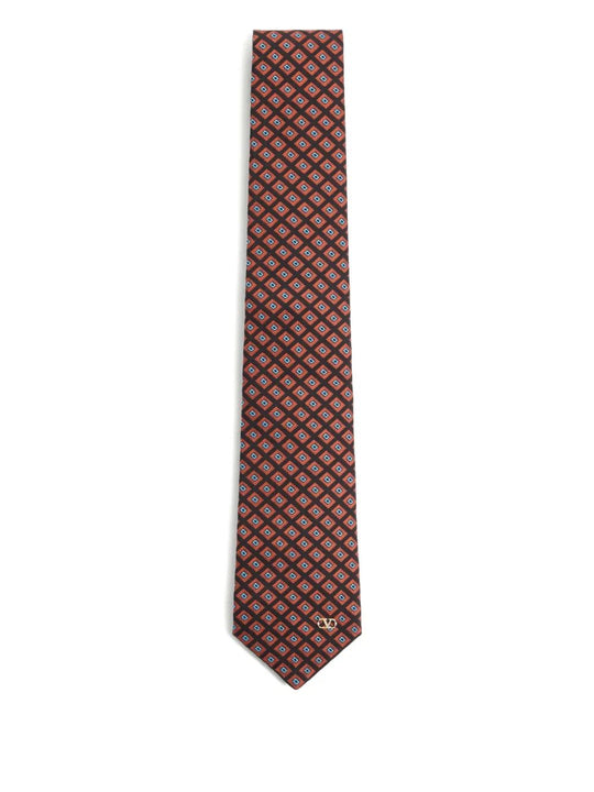 Valentie Cotton Jacquard Tie With Chamber Pattern And Vlogo Signature Detail