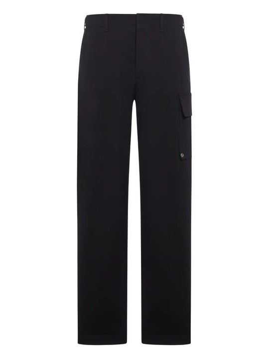 Gabardine Cargo Trousers With Large Patch Pocket