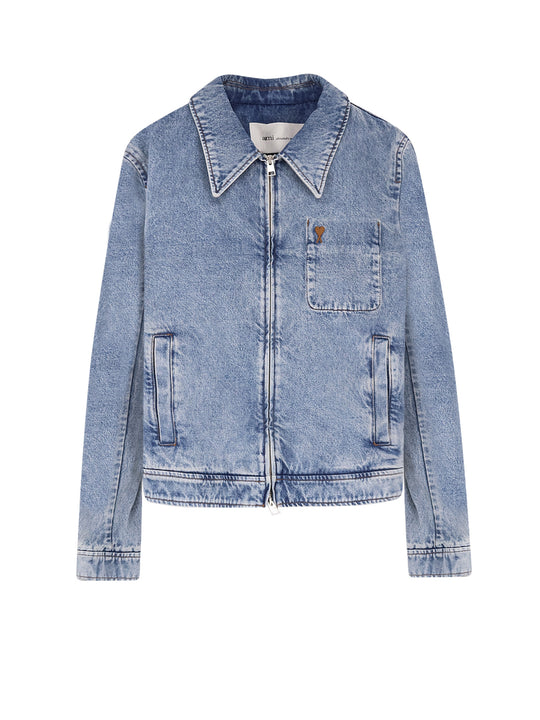 Denim Jacket With Iconic Logo On The Front