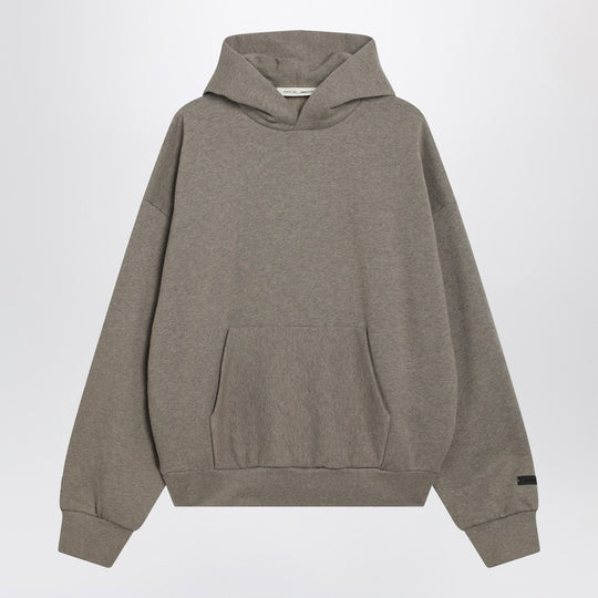 Grey Mélange Hoodie With Logo Print