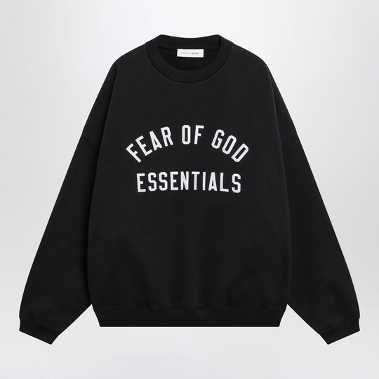 Black Cotton Fleece Sweatshirt With Logo Embroidery