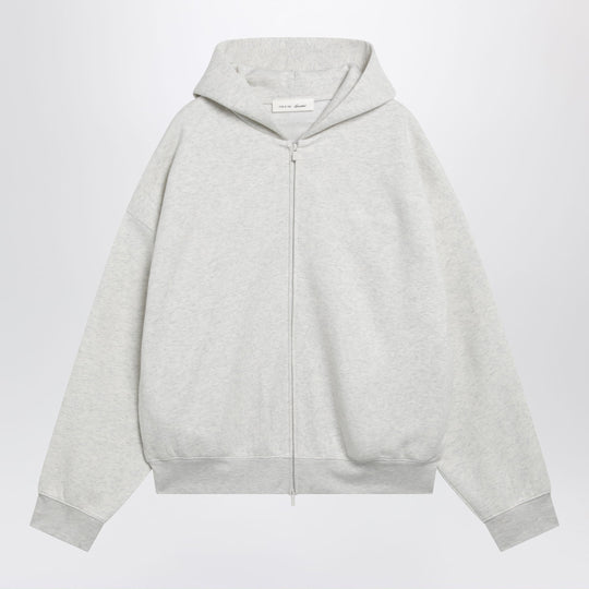 Light Grey Mélange Cotton Fleece Zip-Up Sweatshirt