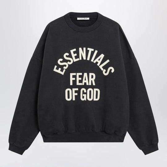 Black Cotton Crewneck Sweatshirt