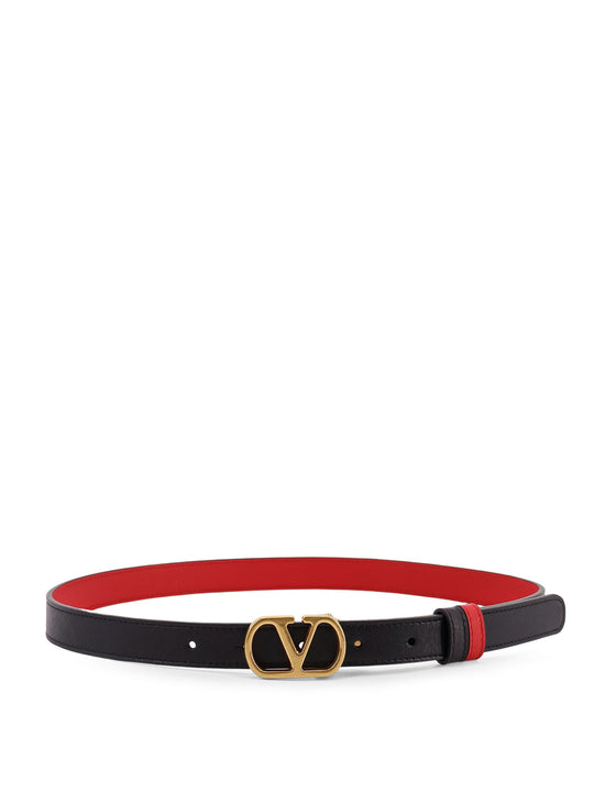 Leather Belt With Vlogo Signature