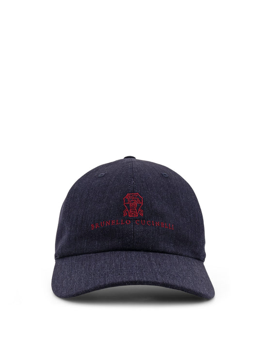 Denim Cap With Embroidered Logo On The Front