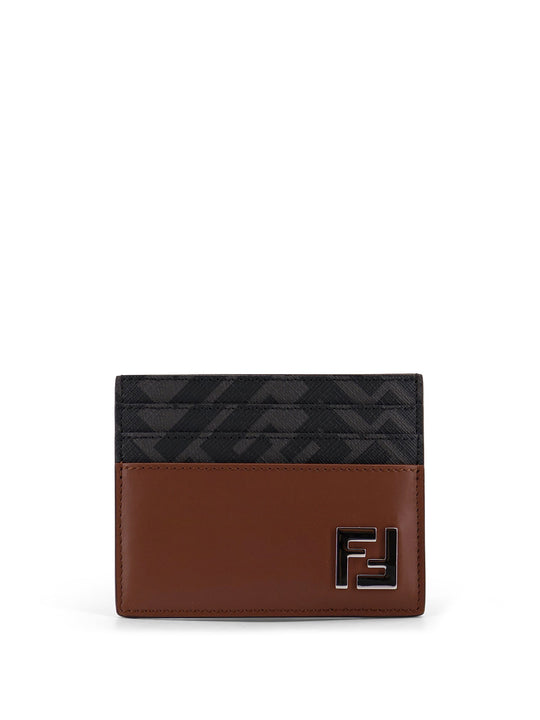 Leather And Ff Fabric Card Holder