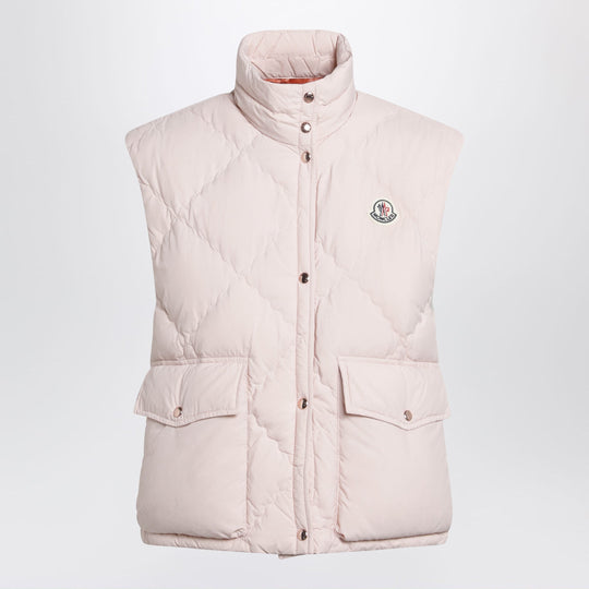 Biois Padded Vest Pink With Geometric Quilting