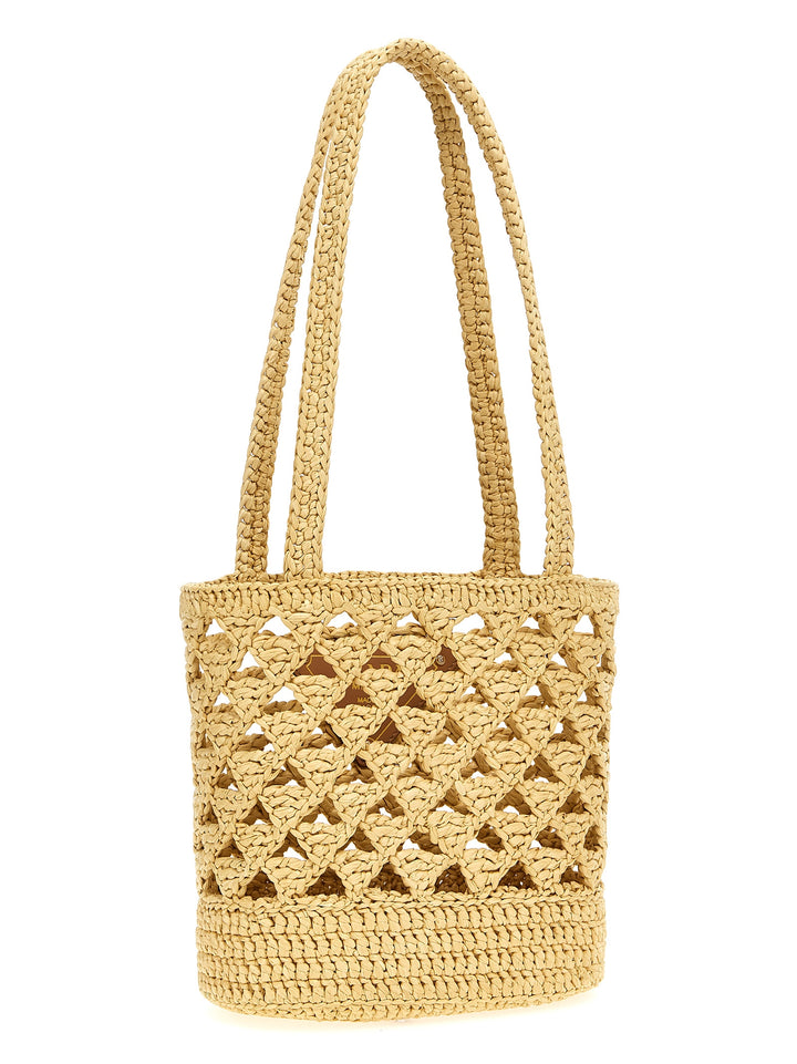 Prada Crochet Logo Handbag Hand Bags - Beige | 2fb7bd57024cf003d82e8cae022915b70f93f91c