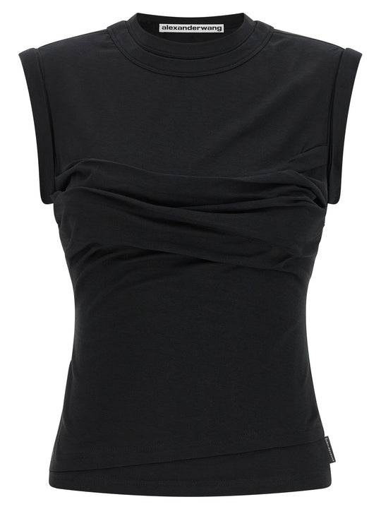 Twisted Bust Layered Tank Tops Black