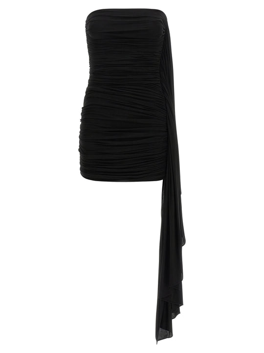 Asymmetrical Draped Dress Dresses Black