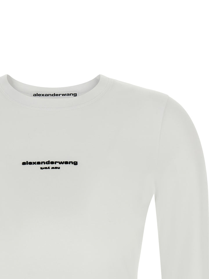 Alexander Wang Ls Tee W/Logo Print Sweaters and Cardigans - White | 3d738a1d7ee7630b9ebe555ceed0bb2f088fb6bf