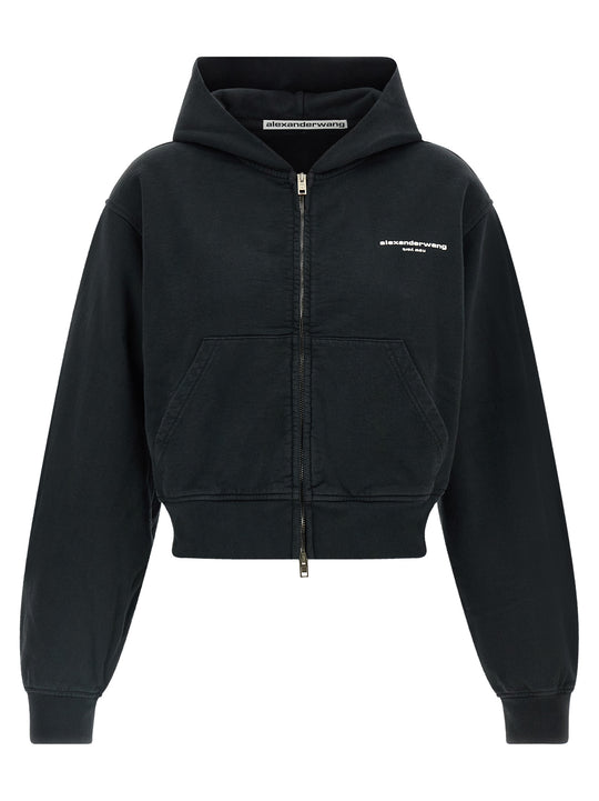 Zip-Up Hoodie Sweatshirt Black
