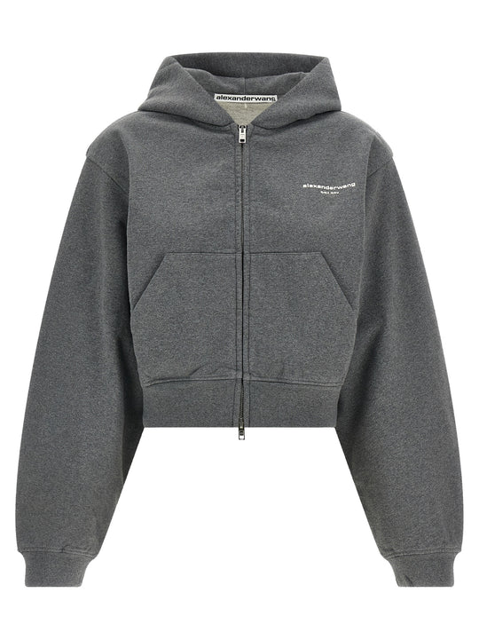 Zip-Up Hoodie Sweatshirt Gray