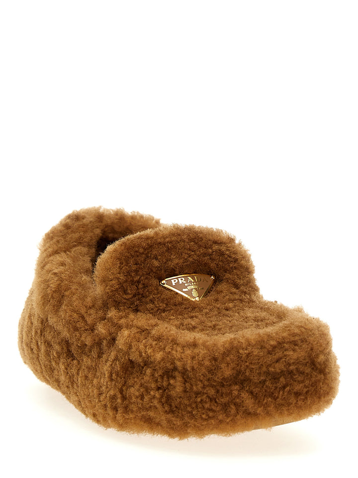 Prada Shearling Loafers - Brown | 9c52bb0d9dd4e745f8b65933fe98b5b4c2a24dc7