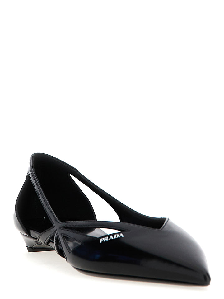 Prada Cut-Out Leather Ballet Flats Flat shoes - Black | ded9545fd3389827a7a0f628412f53aea6e5c498