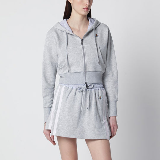 Grey Cropped Sweatshirt With Orb Logo