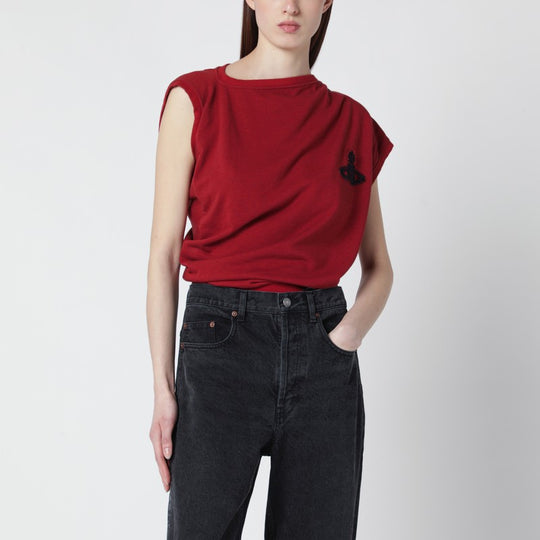 Red Asymmetric Sweater With Orb Logo