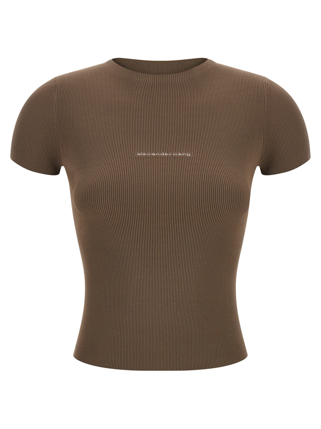 Alexander Wang Ribbed  With Logo T-shirt - Brown | ebe03fccd64b1804a69d2b7f5adb6f341fab800d