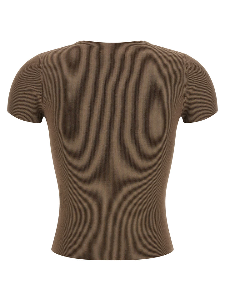 Alexander Wang Ribbed  With Logo T-shirt - Brown | 262ad7339dd5020bed217a74972a3bc516a3b1cd