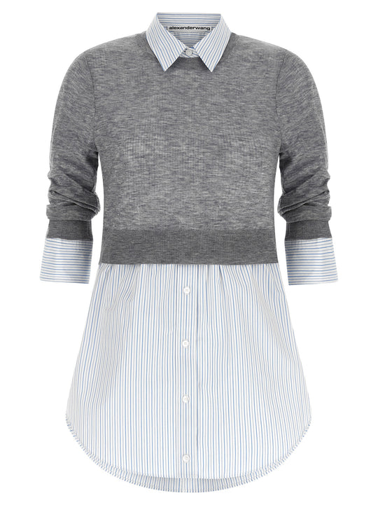 Knitted Shirt Shirt And Blouse Gray