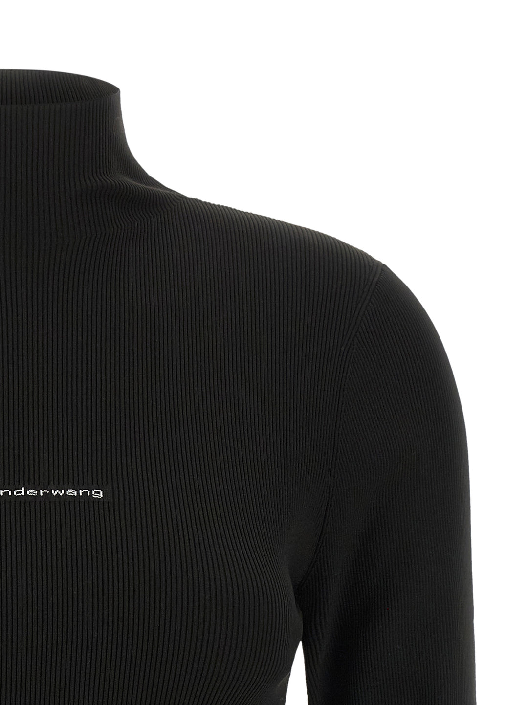 Alexander Wang Ribbed Sweater With Logo Sweaters and Cardigans - Black | b4365bc439f53a462b6c17740d94bb6d762dd23f