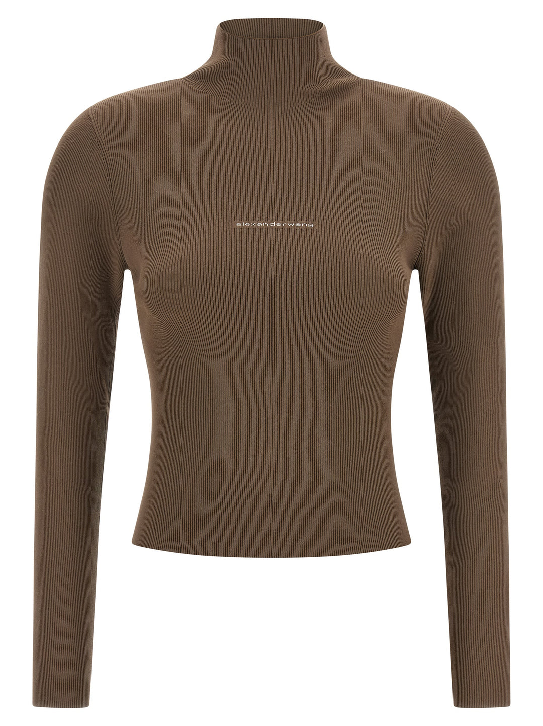 Alexander Wang Logo Ribbed Sweater Sweaters and Cardigans - Beige | e286674c53cf85baaa2323847745135b0825d255