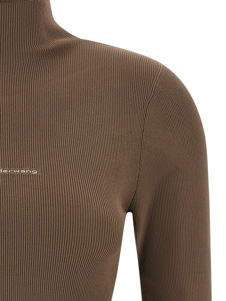 Alexander Wang Logo Ribbed Sweater Sweaters and Cardigans - Beige | be8261940d34a48f015cae6de911ab881396f97a