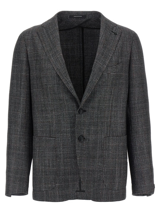 Check Patterned Blazer Gray