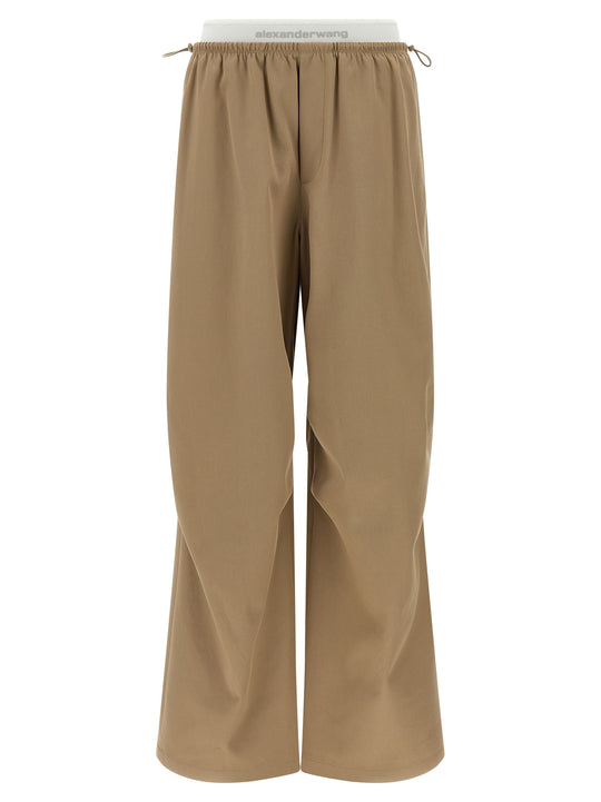 Double Layer Waist Trousers Pants Beige